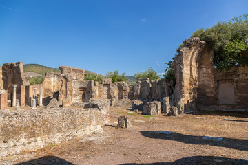 Villa Adriana in Tivoli, Italy. View of the ruins of the Golden Square. UNESCO list