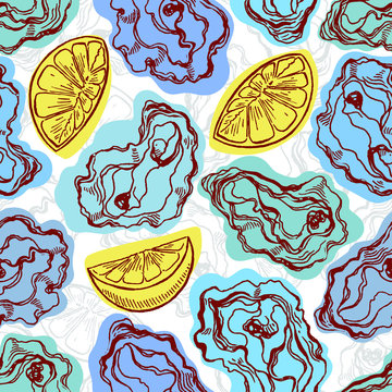 seamless background of oysters