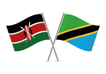 Kenyan and Tanzania flags. Vector illustration.