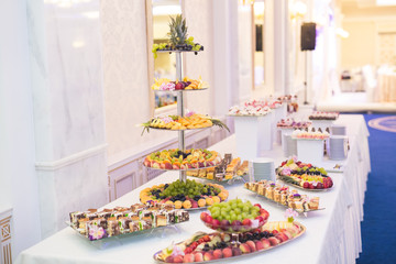 Delicious wedding reception candy bar dessert table