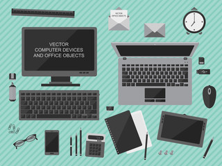 Vector computer devices and office objects