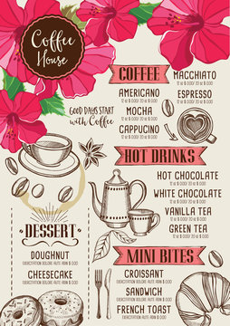 Coffee restaurant cafe menu, tea board template design.