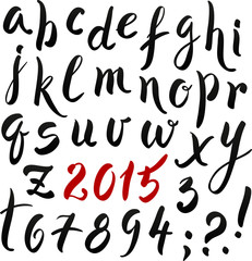 Black and red hand writing lettering alphabet