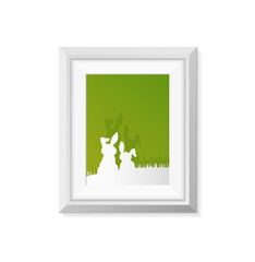 Realistic Minimal Isolated White Frame with Art Scene on White Background for Presentations. Vector Elements.