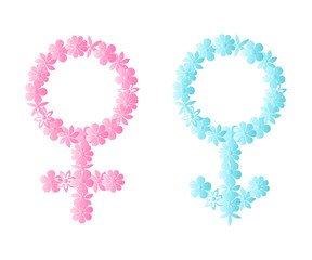 Floral mosaic gender signs consisted of flowers