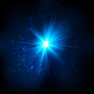 Blue vector shining cosmic flash