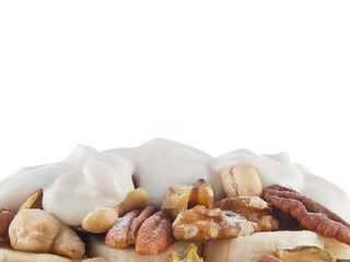 bananas, nuts and lupin yogurt