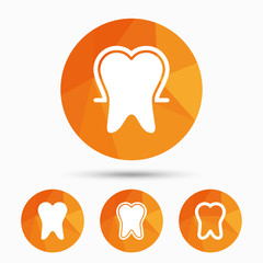 Tooth enamel protection icons. Dental care signs