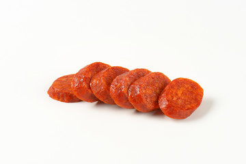 Sliced paprika sausage