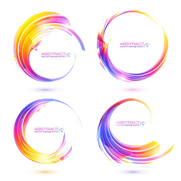 Set of colorful circle abstract frames
