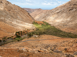 view of a landscape of Fuerteventura from Lookout Risco de las Penas, Canary Islands,