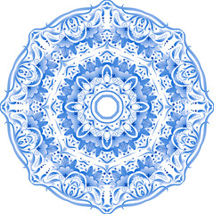 Blue vector floral ornament circle