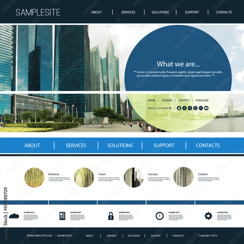 Wall mural website template with urban header design concept