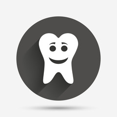 Tooth happy face sign icon. Healthy tooth