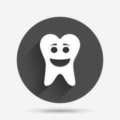 Tooth happy face sign icon. Healthy tooth