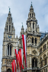 Fototapeta premium Neo-Gothic style City Hall building (1883) in Vienna, Austria.