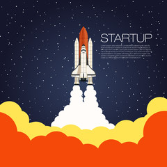 Shuttle Launch. Spaceship and space background. Projects template for business