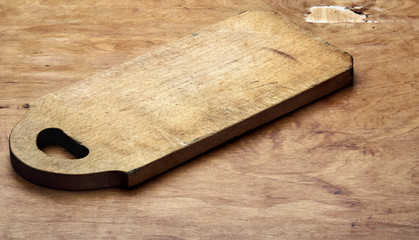 old wooden cutting board, top view
