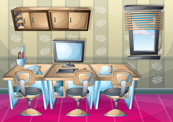 cartoon vector illustration interior office room with separated layers in 2d graphic