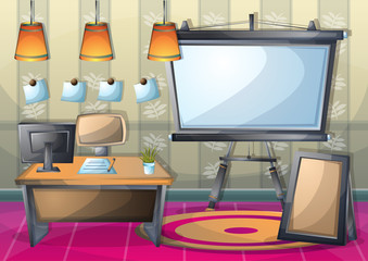cartoon vector illustration interior classroom with separated layers in 2d graphic