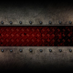 grunge metal background and red diamond plate