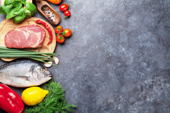 Vegetables, Fish, Meat And Ingredients Cooking