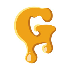 Letter G from honey icon isolated on white background. Alphabet symbol