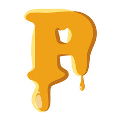 Letter P from honey icon isolated on white background. Alphabet symbol