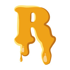 Letter R from honey icon isolated on white background. Alphabet symbol