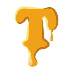 Letter T from honey icon isolated on white background. Alphabet symbol
