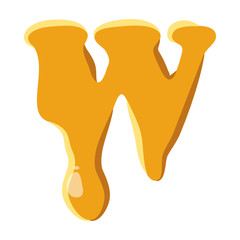 Letter W from honey icon isolated on white background. Alphabet symbol