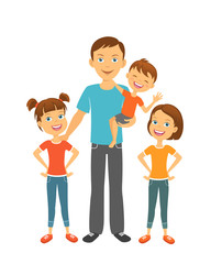 Obraz premium Father with kids. Dad and children. Fathers day