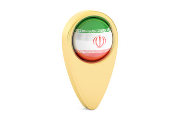 map pointer with flag of Iran, 3D rendering
