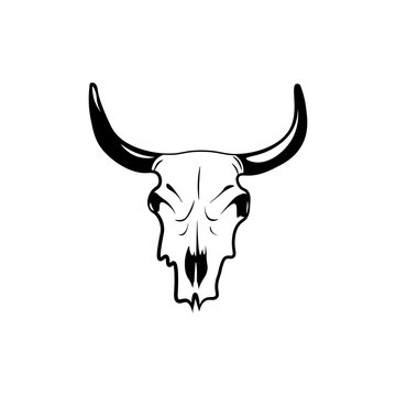 Wild west cow skull with horns. vector clip art illustration isolated on white