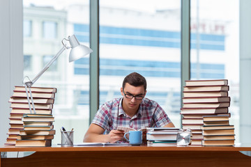 Young student preparing for college exams