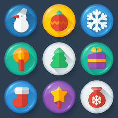 New year vector buttons in glossy flat style