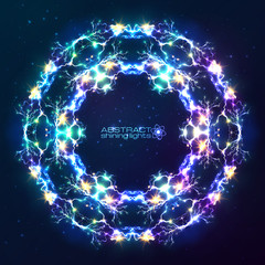 Electric lightnings vector kaleidoscope frame