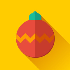Simple Christmas ball icon in flat style