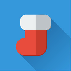 Simple Christmas sock icon in flat style