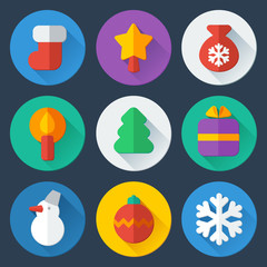 Christmas flat icons vector set