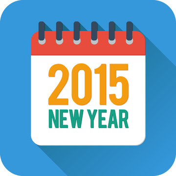 Simple new year calendar icon in flat style