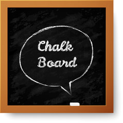 Vector realistic chalkboard with hand-drawn speech bubble