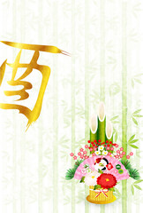 Fototapeta premium 酉 桜 年賀状 背景