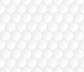 Geometric white hexagonal vector seamless pattern