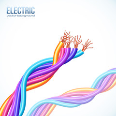 Colorful plastic twisted cables vector background