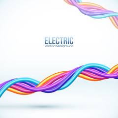 Colorful plastic twisted cables vector background