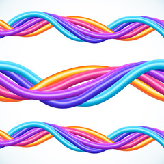 Fototapeta premium Colorful plastic twisted cables vector background