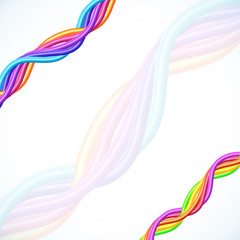 Obraz na płótnie Canvas Colorful plastic twisted cables vector background