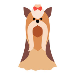 Flat dog pet sitting cute dog vector. Flat dog animal pet vector illustration. Home cute sitting dog flat style. Dog vector silhouette isolated on white background