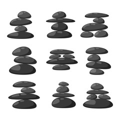 Growing piled up pebbles on white background. Spa stones isolated vector and relaxation spa stones isolated. Spa stones isolated pebble concept therapy, heap spa stones isolated beauty tranquil relax.